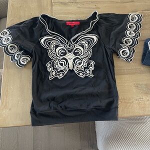 Vivienne Tam Black and White Butterfly Blouse